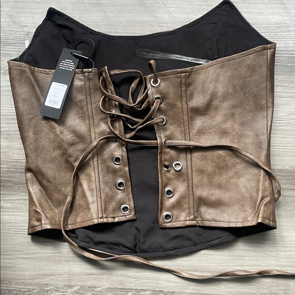 Brown Leather Corset Top - Picture 4 of 4